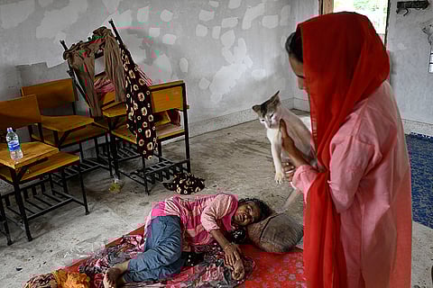 Bangladesh Floods: A relief shelter in Mohipal, Feni district